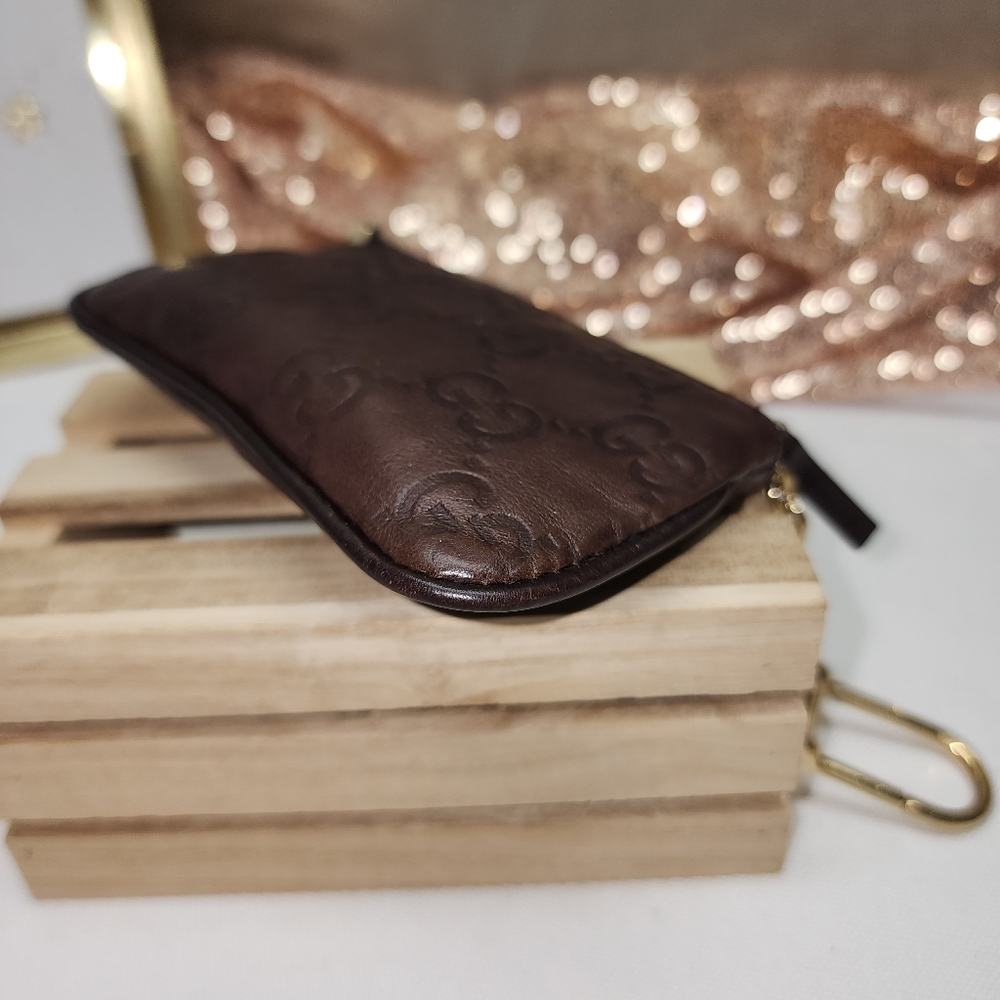 Authentic Gucci Guccissima Brown Leather Keychain Pouch With Retail Bag - Picture 7 of 17